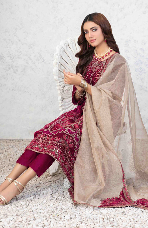 Tawakkalfabrics - VELVET REVERIE BY TAWAKKAL EMBROIDERED SUITS UNSTITCHED 3 PIECE - WINTER COLLECTION - aubranz.com