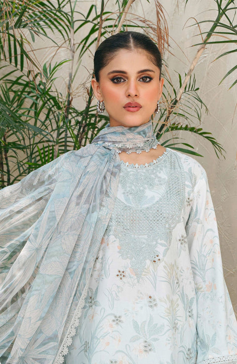 Abyaan - Aabyaan Shezlin Chikankari Lawn'25 Embroidered Suit Unstitched 3 Piece - Summer Collection - aubranz.com