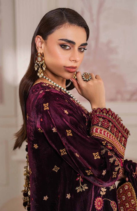 Baroque - EMBROIDERED VELVET COLLECTION'24 BY BAROQUE UNSTITCHED 3 PIECE SUIT WINTER COLLECTION - aubranz.com