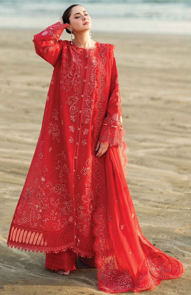Qalamkar - Qalamkar Sahil Luxury Lawn'25 Embroidered Suit Unstitched 3 Piece - Summer Collection - aubranz.com