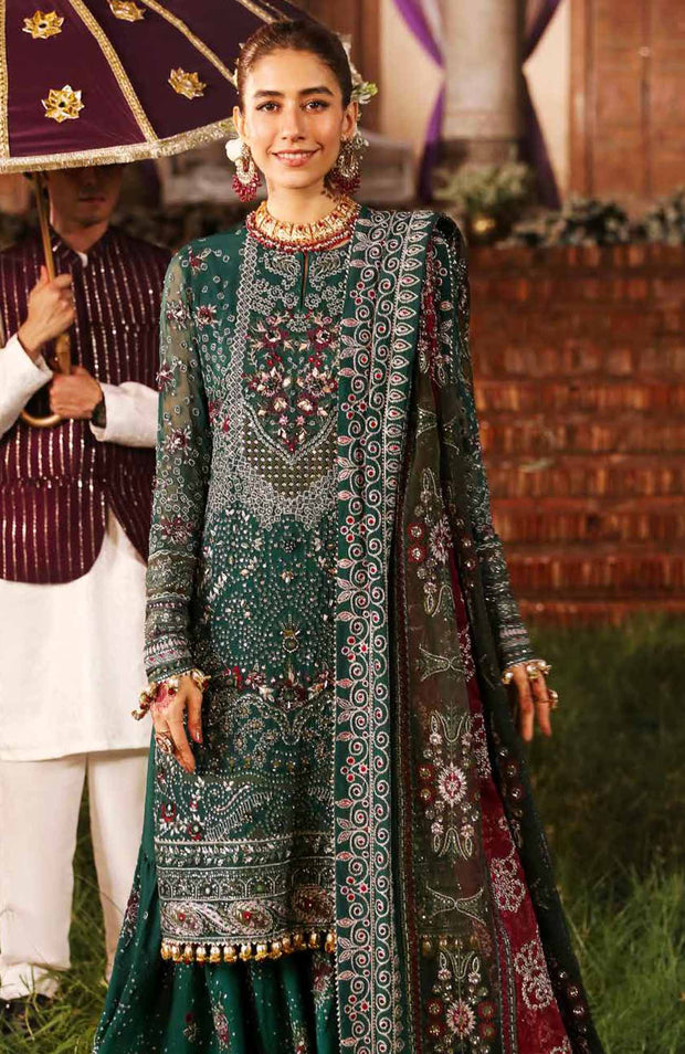 Nureh - Jhoomro By Nureh Embroidered Organza Suit Unstitched 3 Piece - aubranz.com