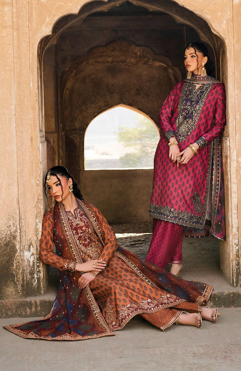 Xenia - Rumi Luxe'25 By Xenia Embroidered Chiffon Suit Unstitched 3 piece - Formal Collection - aubranz.com