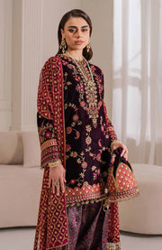 Baroque - EMBROIDERED VELVET COLLECTION'24 BY BAROQUE UNSTITCHED 3 PIECE SUIT WINTER COLLECTION - aubranz.com