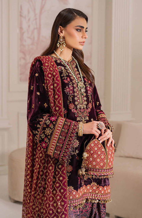 Baroque - EMBROIDERED VELVET COLLECTION'24 BY BAROQUE UNSTITCHED 3 PIECE SUIT WINTER COLLECTION - aubranz.com
