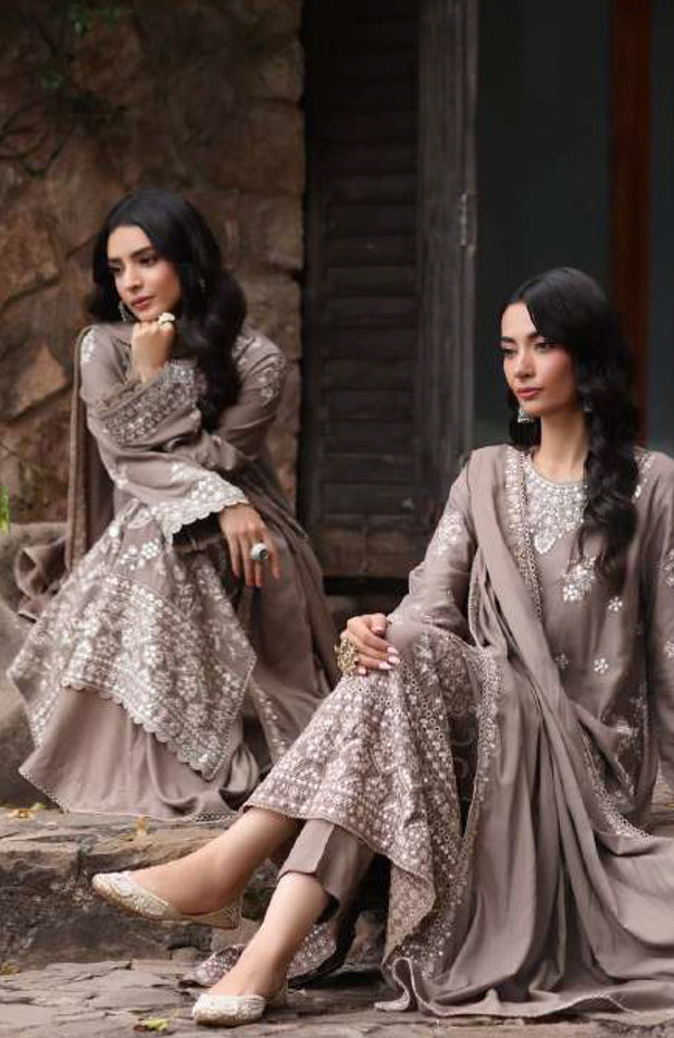 Sadiaasad - SUZAANIKARI WINTER SHAWL'24 BY NOOR BY SAADIA ASAD Embroidered Suits Unstitched 3 Piece - Winter Collection - aubranz.com