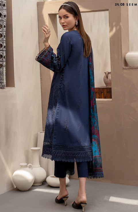 Zarif - Festive Embroidered Printed Edit'24 By Zarif Lawn Suit Unstitched 3 Piece Summer Collection - aubranz.com