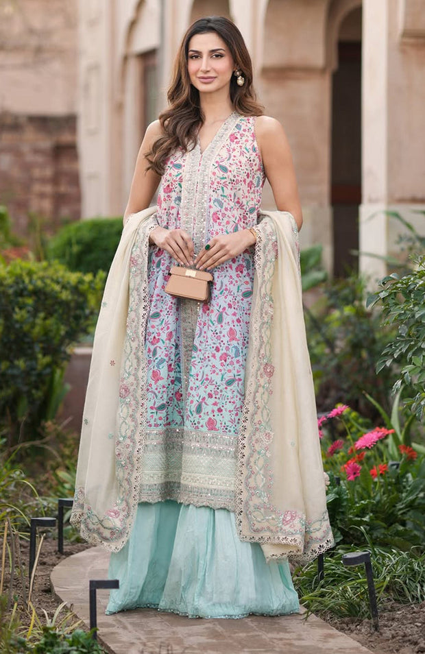Faizasaqlain - FAIZA SAQLAIN ZINNIA LUXURY LAWN'25 EMBROIDERED SUITS UNSTITCHED 3 PIECE - SUMMER COLLECTION - aubranz.com