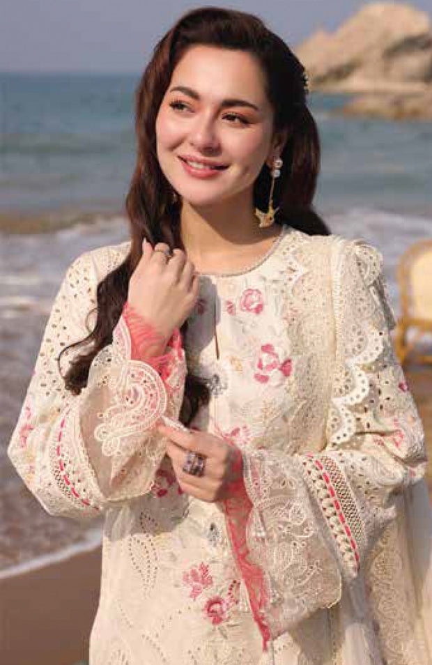 Imrozia - Hania Luxury Lawn'25 By Imrozia Embroidered Suit Unstitched 3 Piece - Summer Collection - aubranz.com