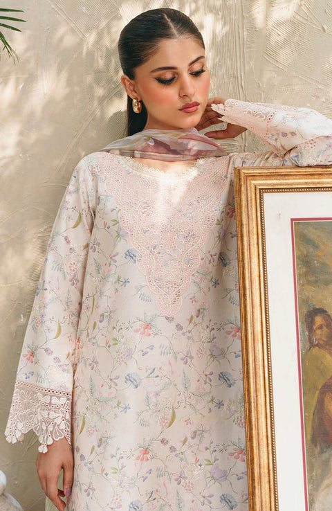 Abyaan - Aabyaan Shezlin Chikankari Lawn'25 Embroidered Suit Unstitched 3 Piece - Summer Collection - aubranz.com
