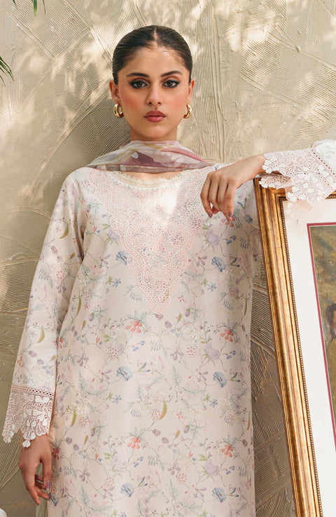 Abyaan - Aabyaan Shezlin Chikankari Lawn'25 Embroidered Suit Unstitched 3 Piece - Summer Collection - aubranz.com