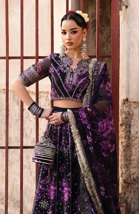 Xenia - Rumi Luxe'25 By Xenia Embroidered Chiffon Suit Unstitched 3 piece - Formal Collection - aubranz.com