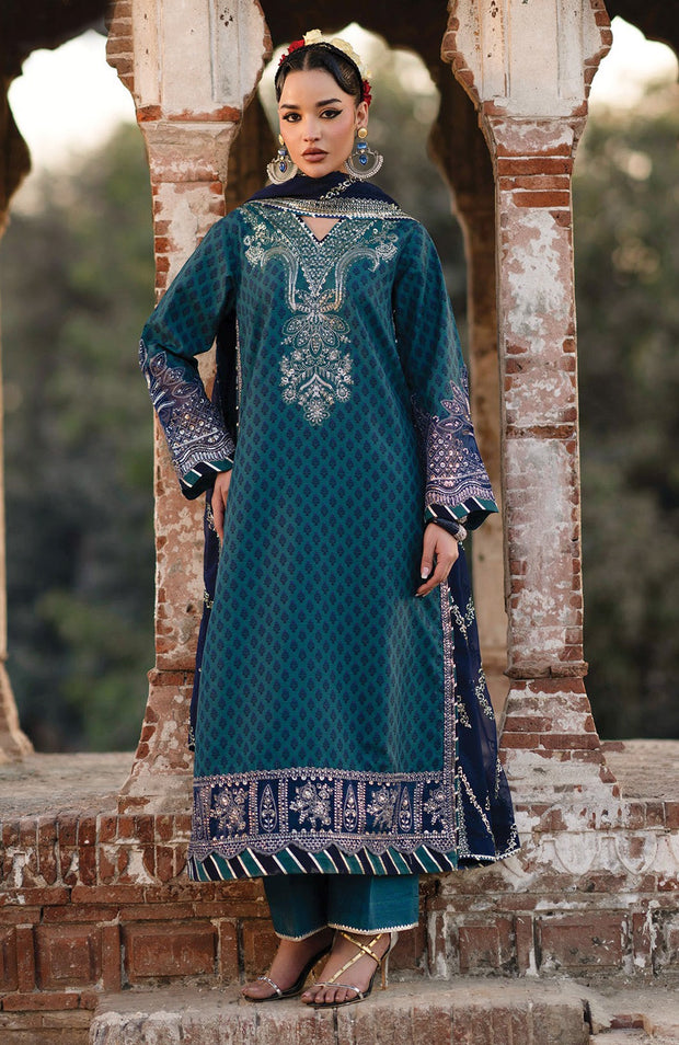 Xenia - Rumi Luxe'25 By Xenia Embroidered Chiffon Suit Unstitched 3 piece - Formal Collection - aubranz.com