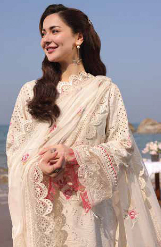 Imrozia - Hania Luxury Lawn'25 By Imrozia Embroidered Suit Unstitched 3 Piece - Summer Collection - aubranz.com