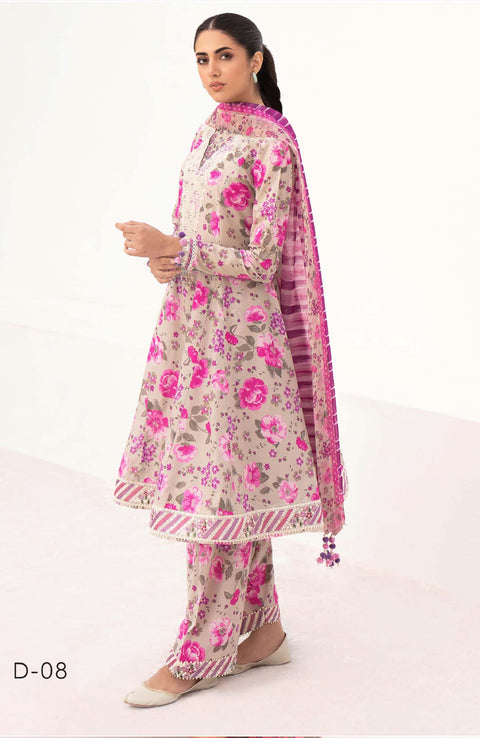 Jazmin - Delia By Jazmin Embroidered Lawn Suits'24 Unstitched 3 Piece Summer Collection - aubranz.com