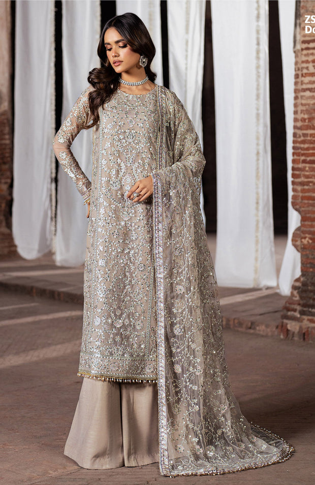 Zarif - SHEHNAI BY ZARIF EMBROIDERED NET SUITS UNSTITCHED 3 PIECE - FORMAL COLLECTION - aubranz.com