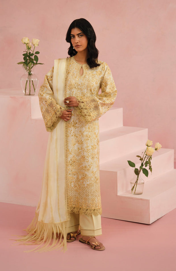 Afrozeh - Floral Charm'25 by Afrozeh Embroidered Lawn Suits Unstitched 3 Piece - Summer Collection - aubranz.com