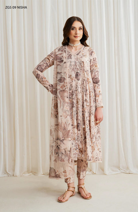 Zarif - Prints by Zarif Georgette Silk'24 Unstitched 3 Piece - WINTER COLLECTION - aubranz.com