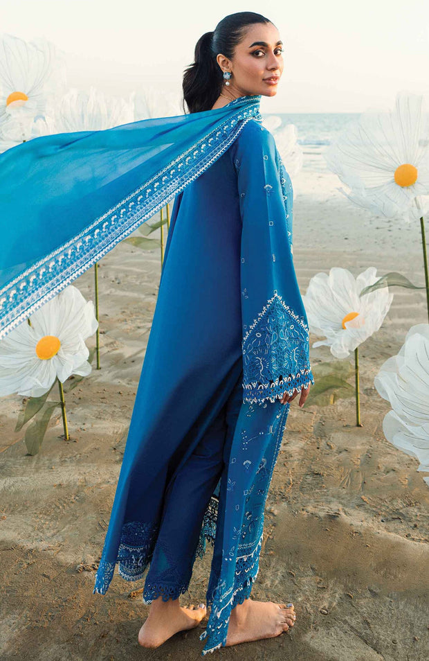 Qalamkar - Qalamkar Sahil Luxury Lawn'25 Embroidered Suit Unstitched 3 Piece - Summer Collection - aubranz.com