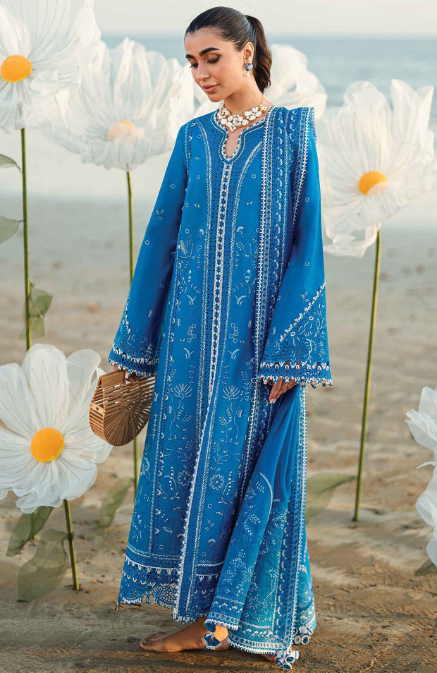 Qalamkar - Qalamkar Sahil Luxury Lawn'25 Embroidered Suit Unstitched 3 Piece - Summer Collection - aubranz.com