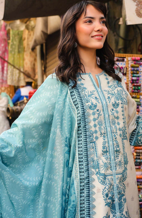 Asimjofa - Asim Jofa Eid Essentials'25 Printed Lawn Suit Unstiched 3 Piece-Summer Collection - aubranz.com