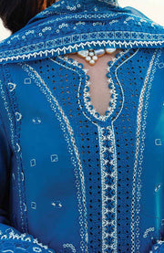 Qalamkar - Qalamkar Sahil Luxury Lawn'25 Embroidered Suit Unstitched 3 Piece - Summer Collection - aubranz.com