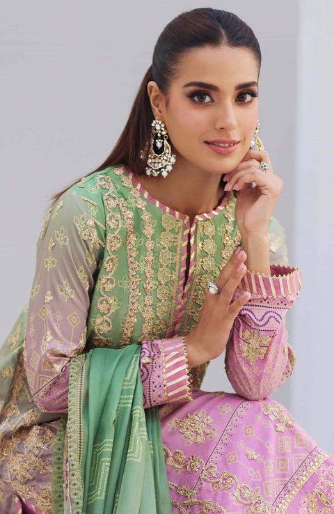 Mina_Hasan - Mina Hasan Embroidered Raw Silk Suit Unstitched 3 Piece Leila - Formal Collection - aubranz.com