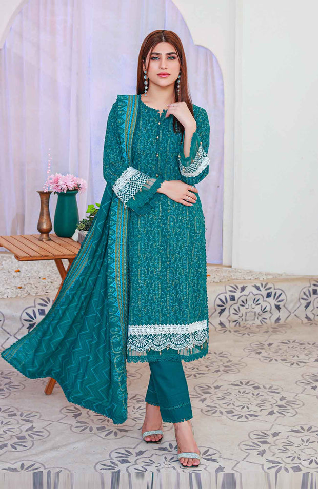 Abtextiles - Meerub Ikat Wrinkle Free Collection'25 By Ab Textiles Embroidered Lawn Suit Unstitched 3 Piece - Summer Collection - aubranz.com