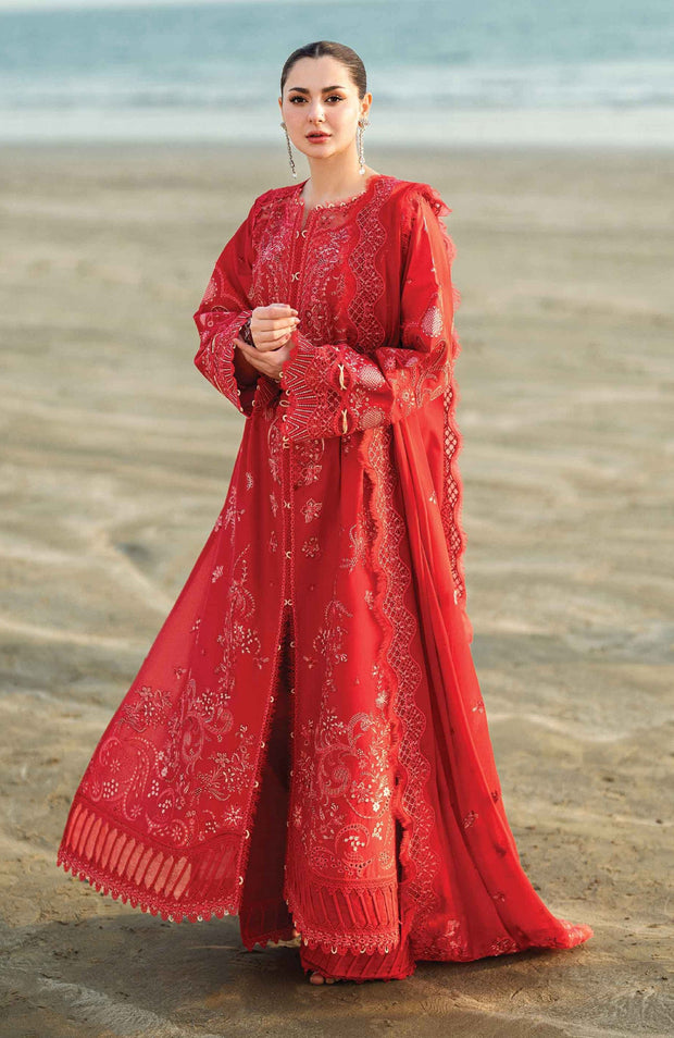 Qalamkar - Qalamkar Sahil Luxury Lawn'25 Embroidered Suit Unstitched 3 Piece - Summer Collection - aubranz.com