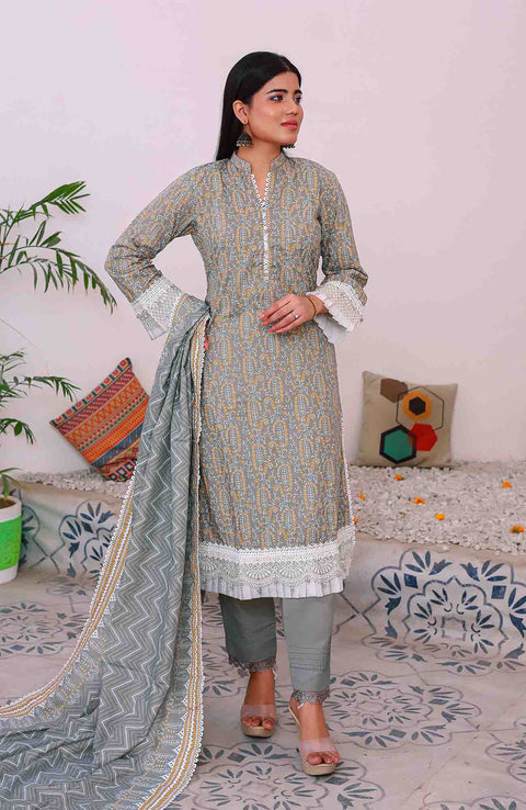Abtextiles - Meerub Ikat Wrinkle Free Collection'25 By Ab Textiles Embroidered Lawn Suit Unstitched 3 Piece - Summer Collection - aubranz.com