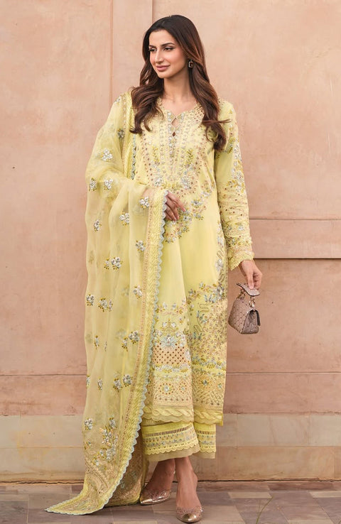 Faizasaqlain - FAIZA SAQLAIN ZINNIA LUXURY LAWN'25 EMBROIDERED SUITS UNSTITCHED 3 PIECE - SUMMER COLLECTION - aubranz.com