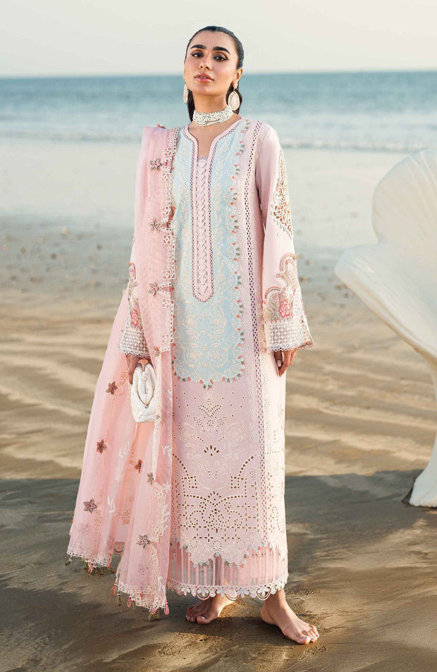 Qalamkar - Qalamkar Sahil Luxury Lawn'25 Embroidered Suit Unstitched 3 Piece - Summer Collection - aubranz.com