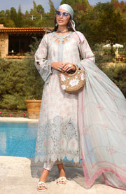 Sadiaasad - Noor Luxe Chikankari'25 Embroidered Lawn Suit Unstitched 3 Piece - Summer Collection - aubranz.com