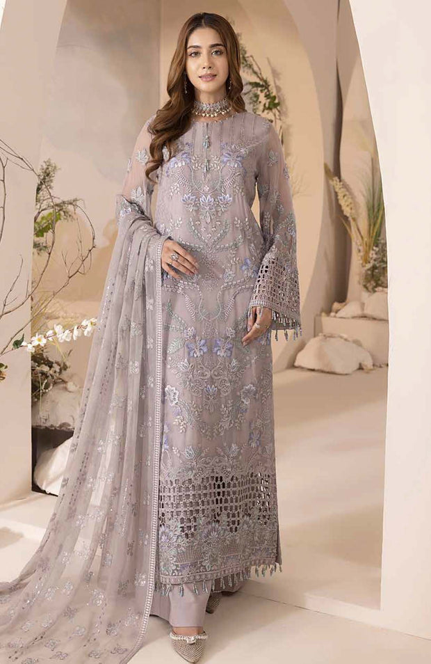 Lavish - Pareesa Chiffon Collection'24 By Lavish Embroidered Suit Unstithced 3 Piece - aubranz.com