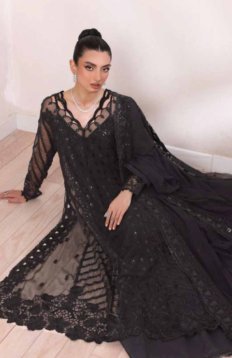 Sadiaasad - De Luxe'24 Noor By Saadia asad Embroidered Chiffon Suit Unstitched 3 Piece - aubranz.com