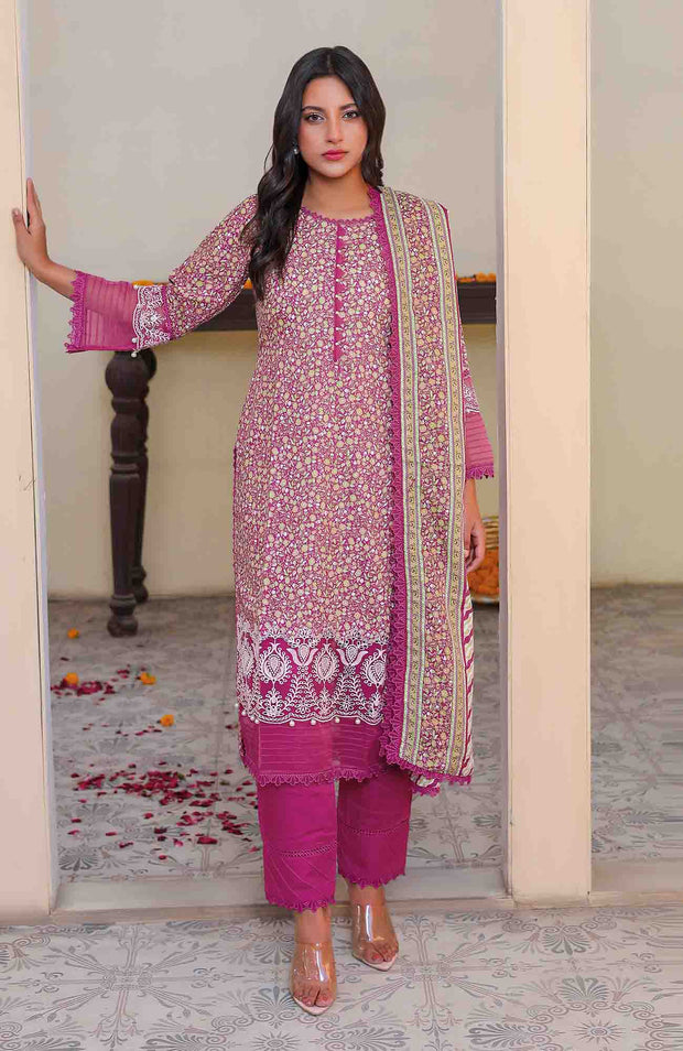 Abtextiles - Meerub Ikat Vol 2 Wrinkle Free Collection'25 By Ab Textile Embroidered Lawn Suit Unstitched 3 Piece - Summer Collection - aubranz.com