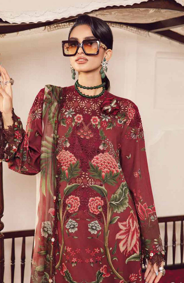 Mariab - M Prints Intermix Fall Edit'25 By Maria B Embroidered Cambric Suits Unstitched 3 Piece - Winter Collection - aubranz.com