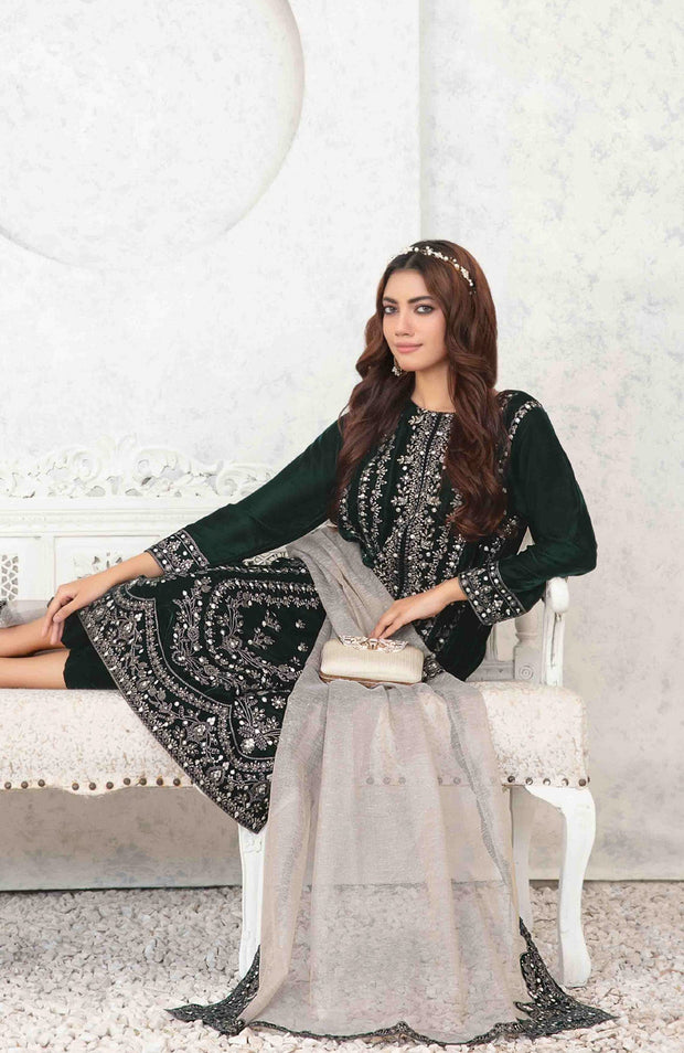 Tawakkalfabrics - VELVET REVERIE BY TAWAKKAL EMBROIDERED SUITS UNSTITCHED 3 PIECE - WINTER COLLECTION - aubranz.com