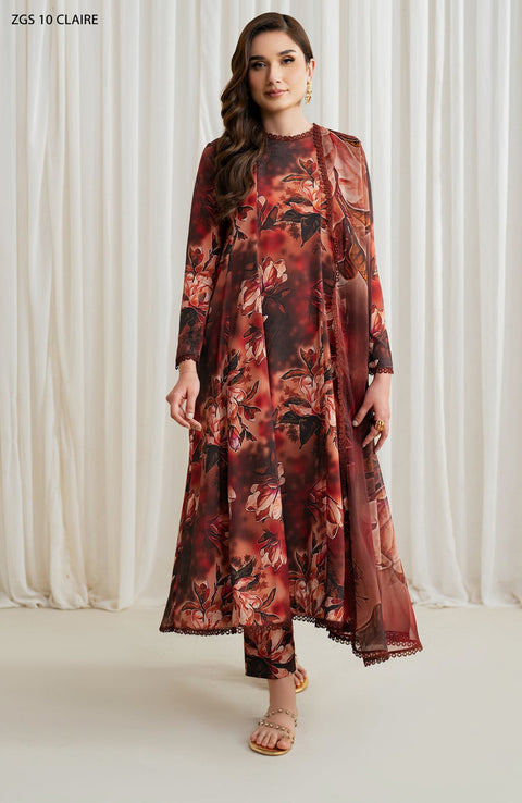 Zarif - Prints by Zarif Georgette Silk'24 Unstitched 3 Piece - WINTER COLLECTION - aubranz.com