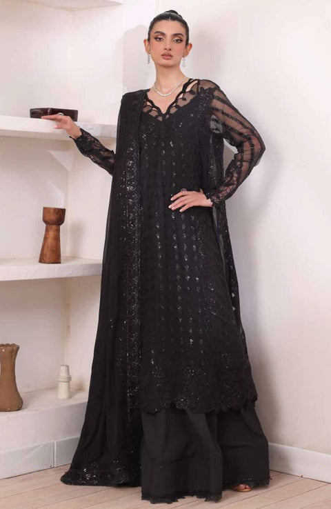 Sadiaasad - De Luxe'24 Noor By Saadia asad Embroidered Chiffon Suit Unstitched 3 Piece - aubranz.com