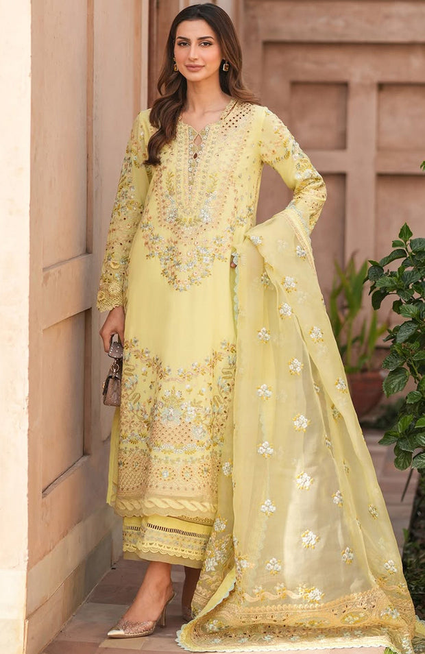Faizasaqlain - FAIZA SAQLAIN ZINNIA LUXURY LAWN'25 EMBROIDERED SUITS UNSTITCHED 3 PIECE - SUMMER COLLECTION - aubranz.com