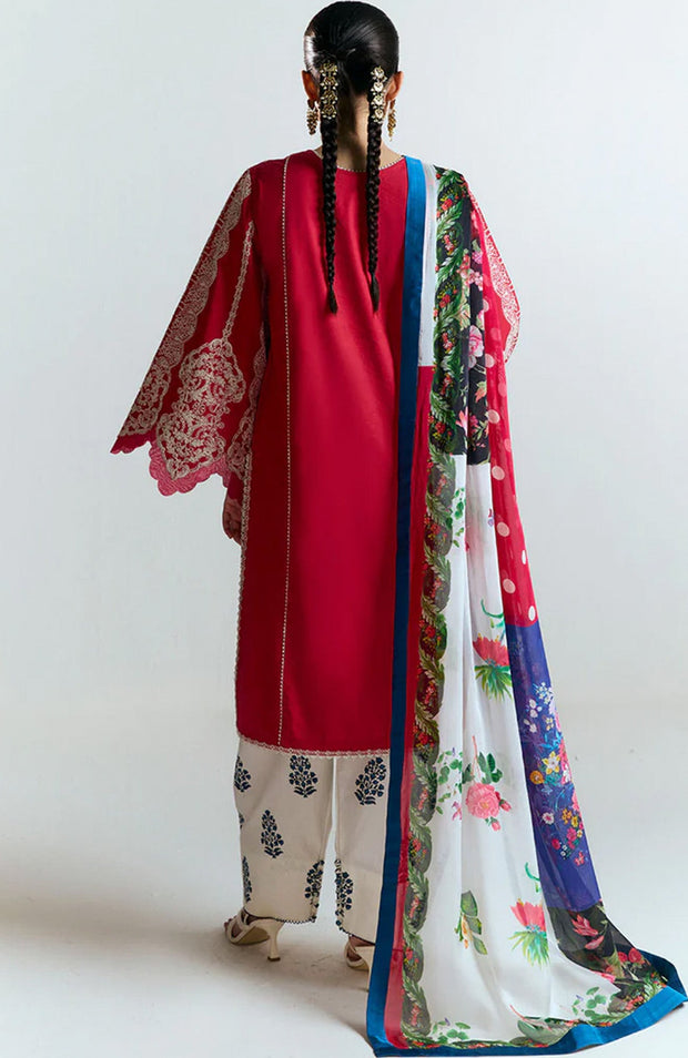 Hussainrehar - Jugnu Spring Summer'25 By Hussain Rehar Embroidered Lawn Suits Unstitched 3 Piece - Summer Collection - aubranz.com