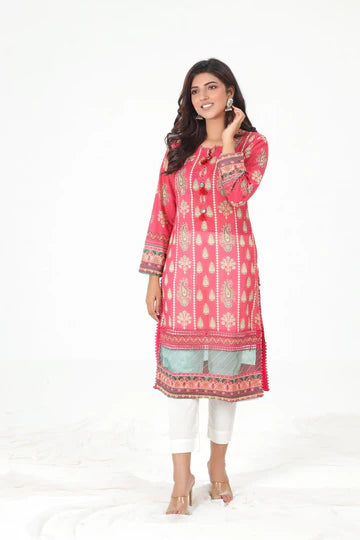 AJBP-29 - ASIM JOFA BASIC PRINT KURTI &nbsp;SKU#KURTI21 aubranz.com