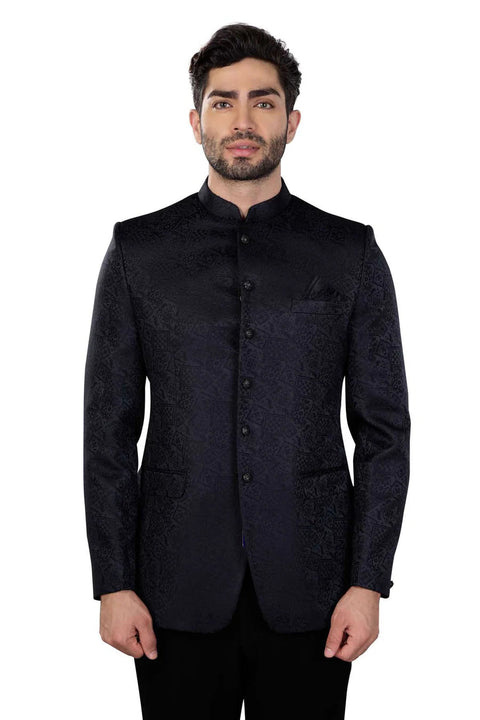 COTTON POLYESTER JODHPURI BLACK JACKET - JIAH SKU#J1 aubranz.com