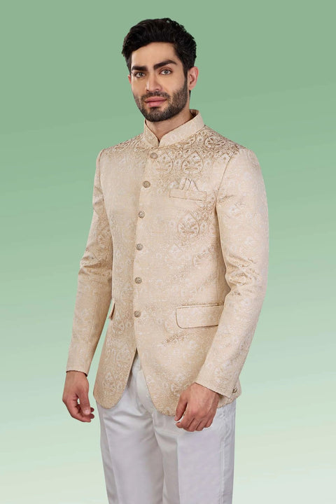 COTTON POLYESTER JODHPURI GOLD JACKET - JIAH SKU#J8 aubranz.com