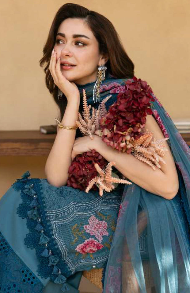 Saira_Rizwan - Saira Rizwan Luxury Lawn'25 Embroidered Suits unstitched 3 Piece - Summer Collection - aubranz.com
