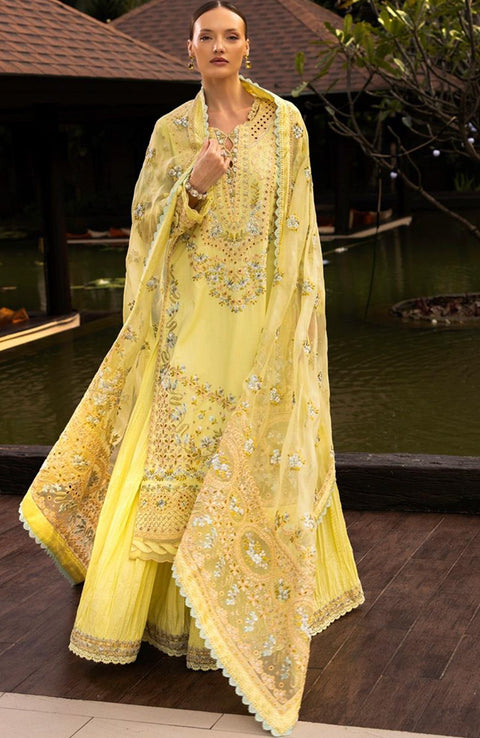 Faizasaqlain - FAIZA SAQLAIN ZINNIA LUXURY LAWN'25 EMBROIDERED SUITS UNSTITCHED 3 PIECE - SUMMER COLLECTION - aubranz.com