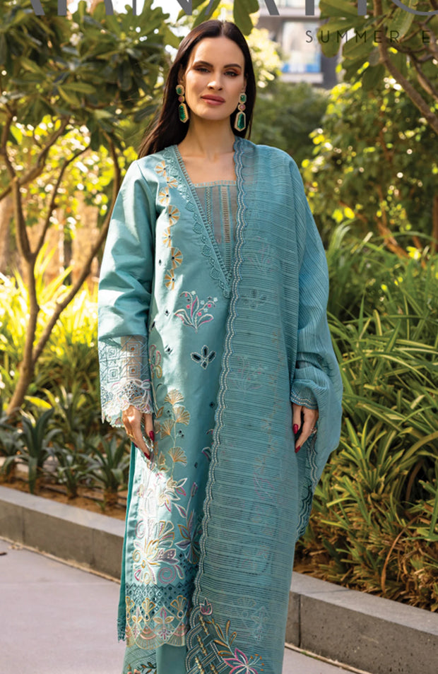 UNSTITCHED 3 PIECE - SUMMER COLLECTION SKU#RR1 - CARNATION LAWN'25 BY RANG RASIYA EMBROIDERED SUITS