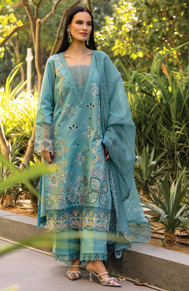 UNSTITCHED 3 PIECE - SUMMER COLLECTION SKU#RR1 - CARNATION LAWN'25 BY RANG RASIYA EMBROIDERED SUITS
