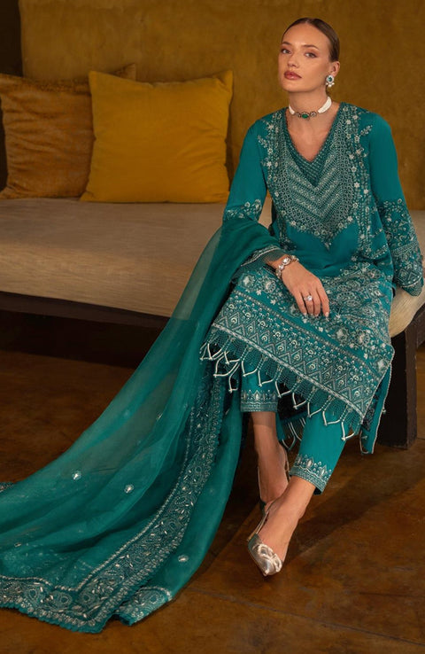 Faizasaqlain - FAIZA SAQLAIN ZINNIA LUXURY LAWN'25 EMBROIDERED SUITS UNSTITCHED 3 PIECE - SUMMER COLLECTION - aubranz.com