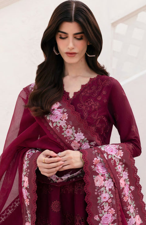 Baroque - Baroque Eid Lawn'25 Embroidered Suits Unstitched 3 Piece - Summer Collection - aubranz.com